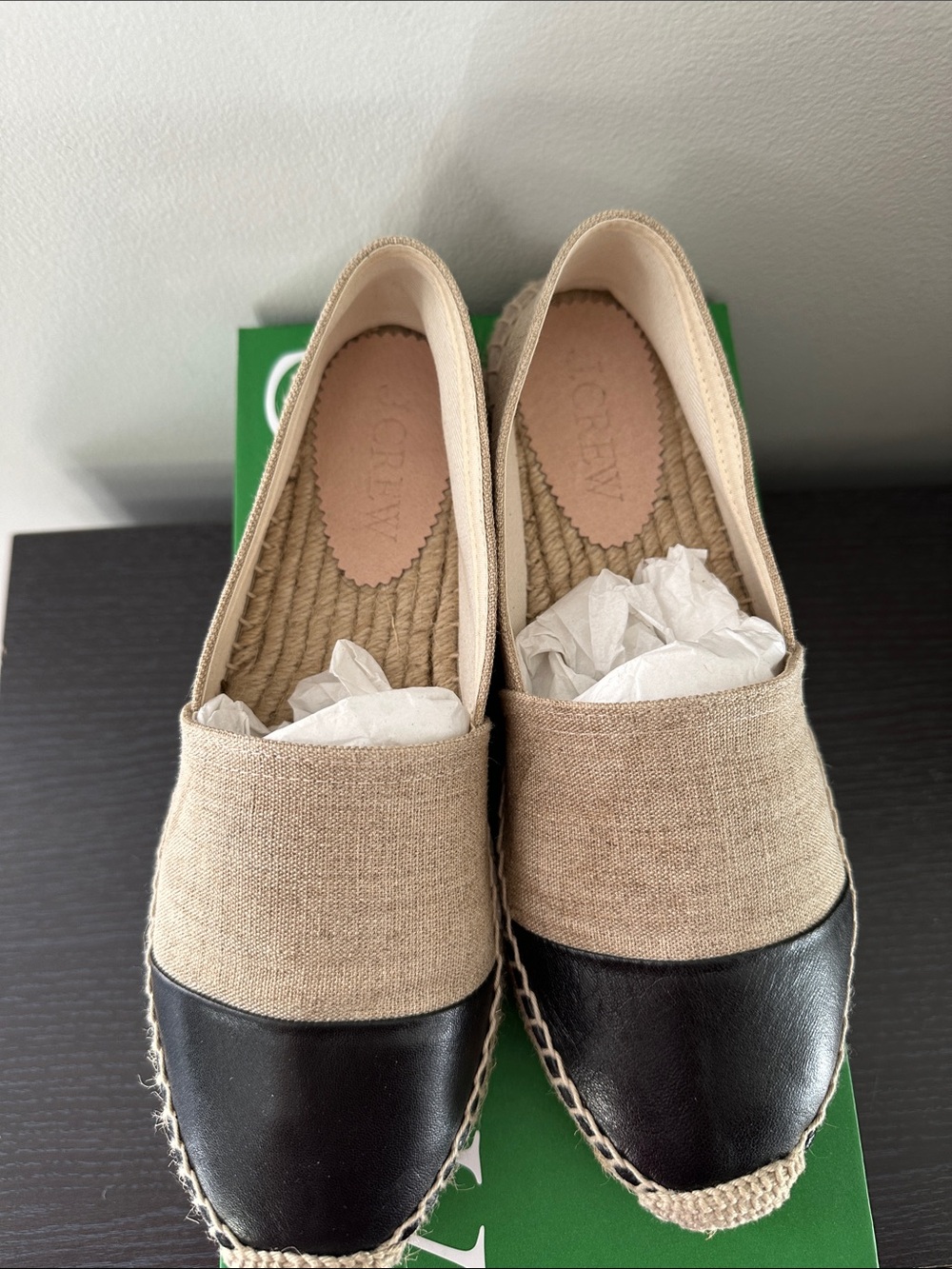 J. Crew Made-in-Spain Cap Toe Espadrilles in Linen NEW! - Picture 7 of 10